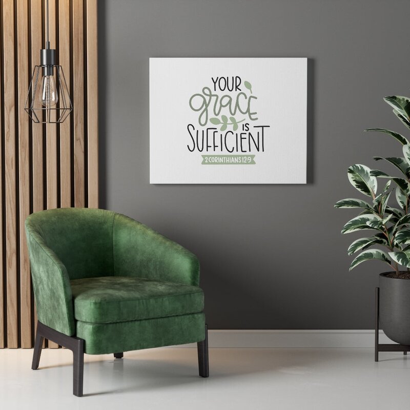 My Grace sold is Sufficient for You, Christian Wall Art Canvas, Modern Farmhouse Wall Art, Above Couch Wall Decor, 2 Corinthians 12:9